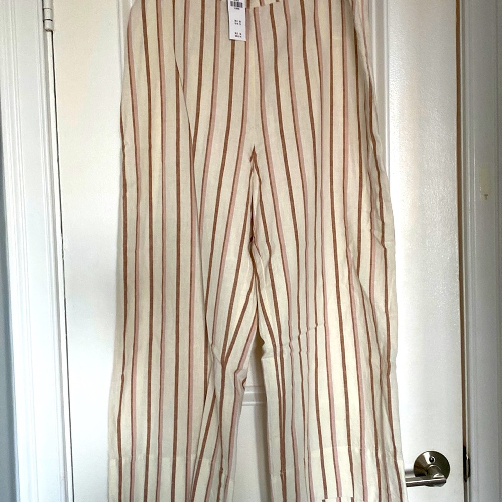 New Abercrombie & Fitch striped linen blend trousers